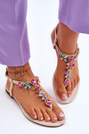 Suede Flip Flops With Stones Beige Frency