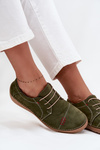 Leather Women's Loafers with Stitching Artiker 57C2112 Green