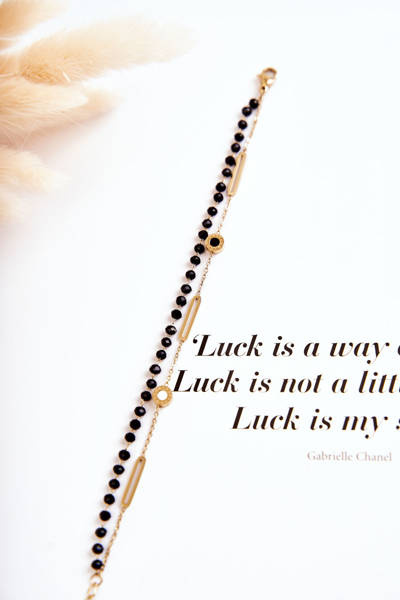 Women's Double Bracelet Mini Clock Gold-Black