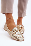 Women's Flat Heel Moccasins with Gold Decoration Iluvana