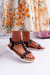 Women's Black Lu Boo Sandals with Mariachi Studs