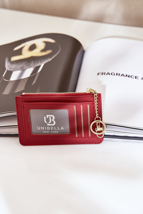 Card Holder Women's Wallet With Keychain Red Therinore