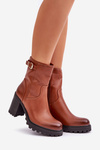 Insulated ankle boots with buckle brown Selavia