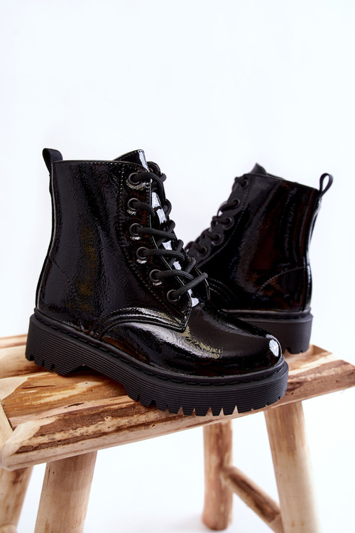Children's Boots Lacquered With a Zipper Black Julie