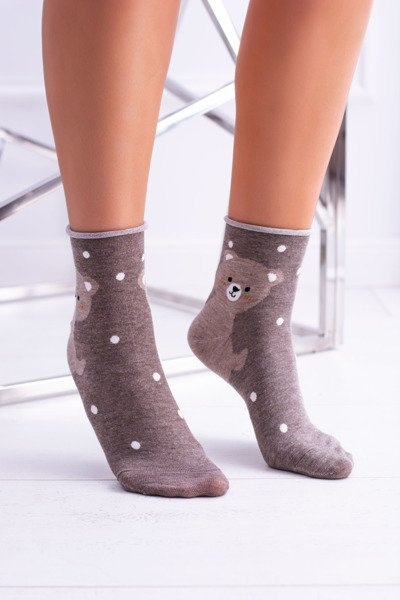 Women's Socks Brown With Baby Bear