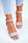 Suede Sandals On A Block Heel Vinceza 20-17058 Grey