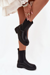 Women Chelsea Boots On Platform And Flat Heel Slip On Black Ravessa