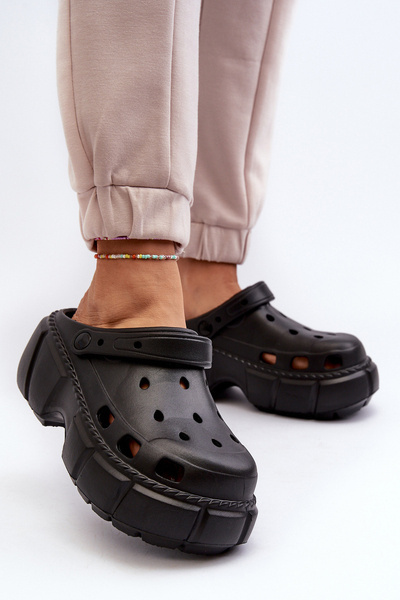 Damskie Klapki Piankowe Na Masywnej Podeszwie Czarne Witima