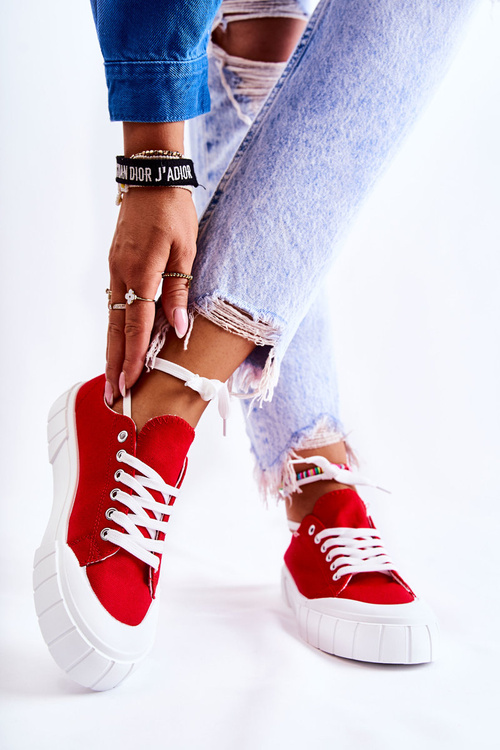 Women's Sneakers On The Platform Red Comes
