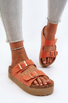 Women's Platform Sandals with Buckles Orange Lolpey