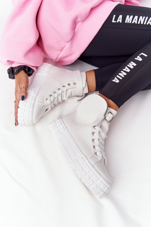 Women's Sneakers On A Platform With A Purse White Popcorn