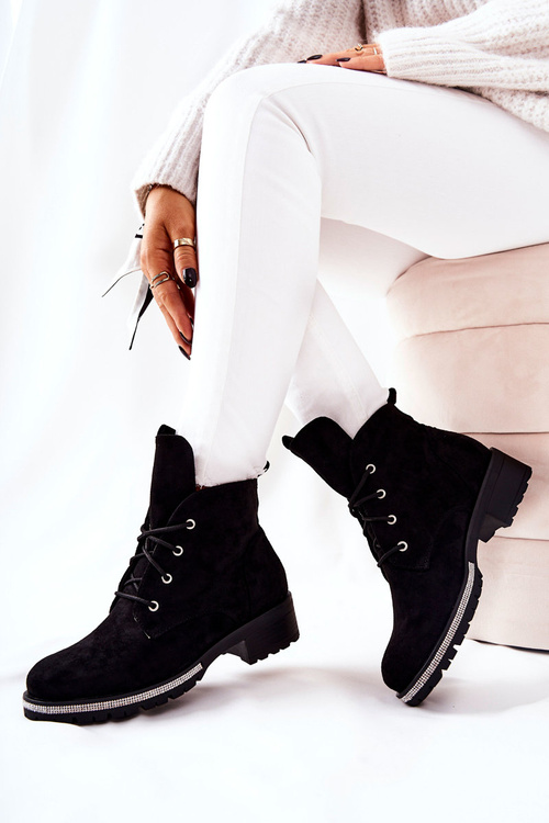 Suede Leather lined boots Black Grecia