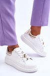 Women's Sports Shoes On A Massive Platform White And gold Chante