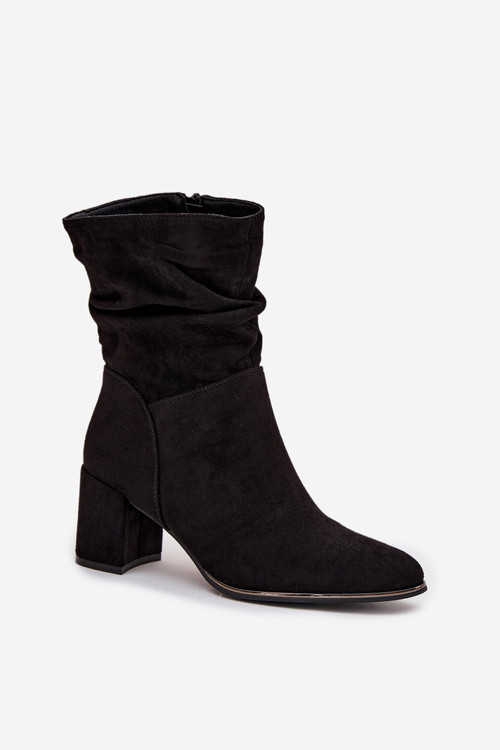 Women's ankle boots with gathering on wooden heel Ivressa
