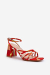 Patterned Orange Sandals with Heel Jenglla