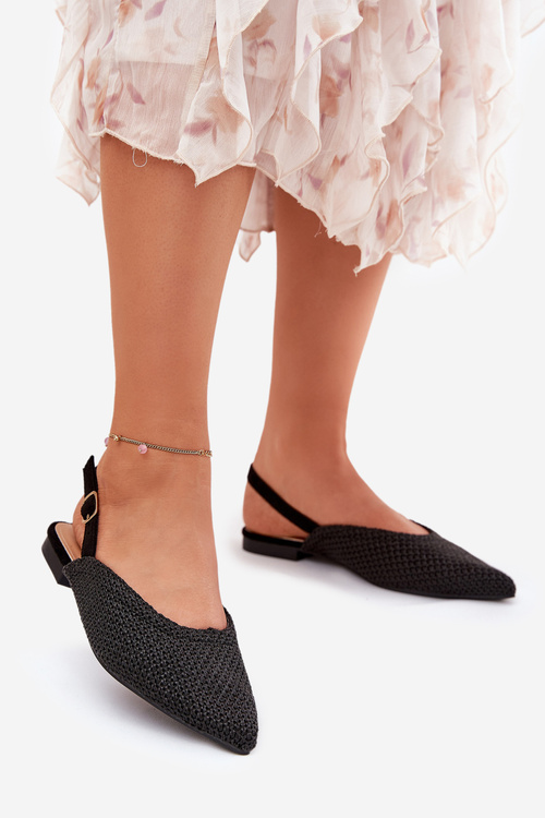 Ballet Flats With Braiding And Pointed Toes Black Hefion