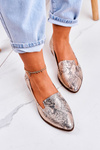 Women's Leather Moccasins Animal Print Gold Scarlett