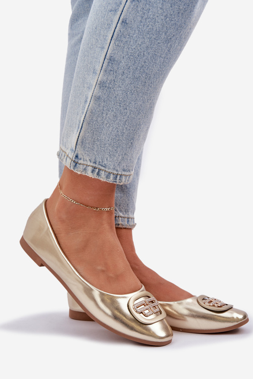 Ballet Flats On Flat Sole With Decoration Gold Ainoria