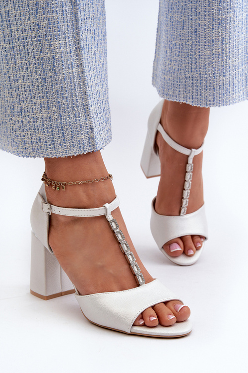 Sandals With Rhinestones Silver Aniya