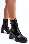 Women's Leather High Boots On Heel Black Lemar Danel