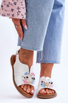 Women's Leather Sandals With Stones White Mersea