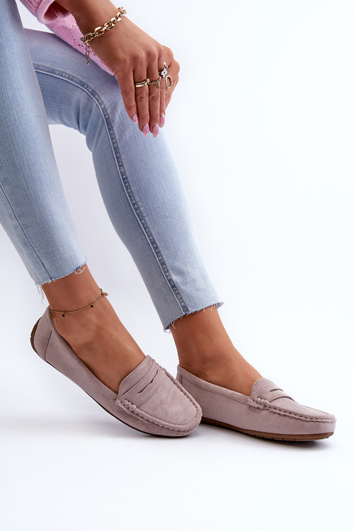 Women's Suede Moccasins Purple Lenvie