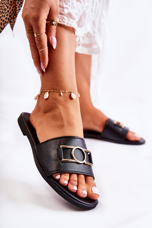 Women's Classic Slippers With Decoration Black Sherri