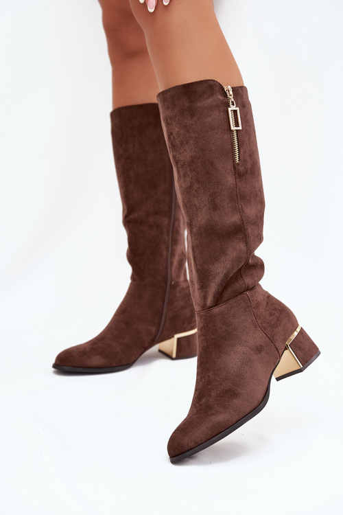 Women's heeled boots made of eco suede brown Lyvienne