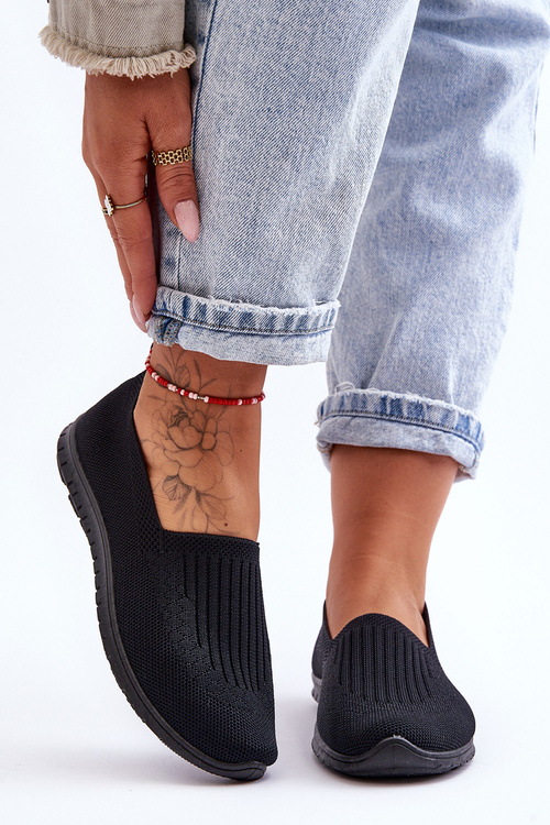 Women's Slip-On Sneakers Black Lento