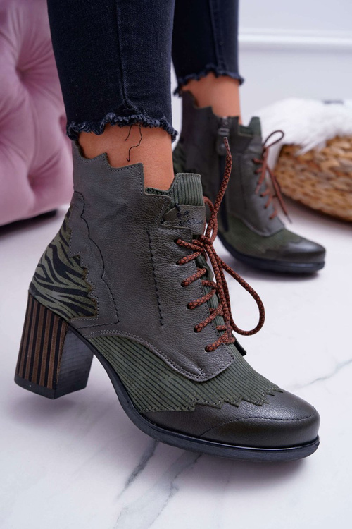 Women's Leather Boots Maciejka Green 03190-09