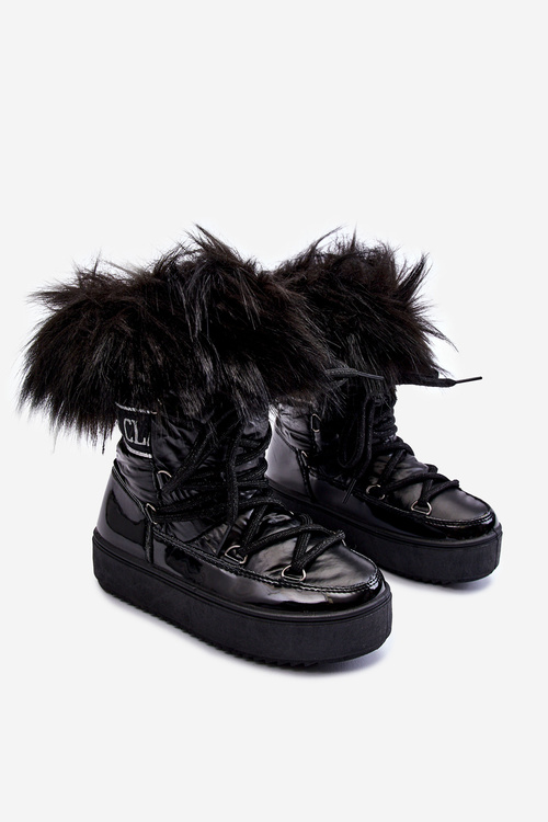 Warm Lace Up Snow Boots Black Colioris