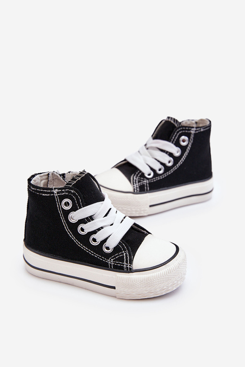 Children's High Sneakers Zippered Black Filemon
