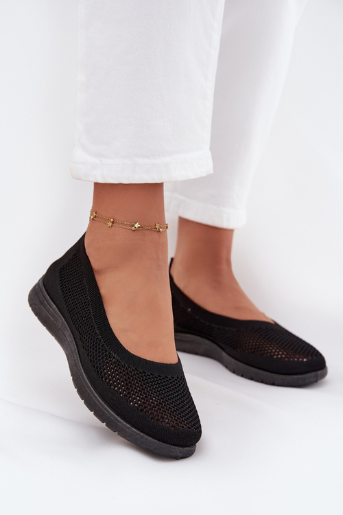 Ladies Mesh Ballerinas In Sporty Style Black Virella