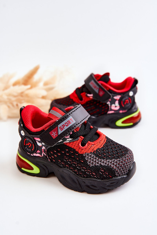 Children's Sport Shoes With Velcro Black and Red Lillo