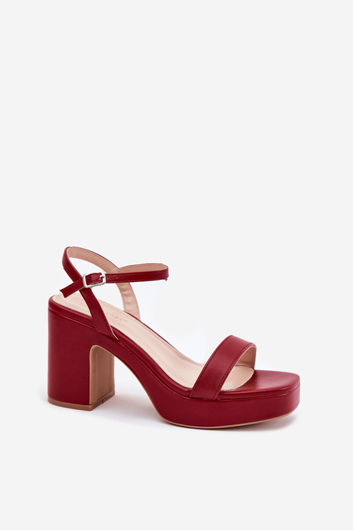 Eco Leather Heeled Sandals Burgundy Lillita