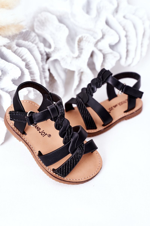 Children's Sandals With Glitter Black Batilda