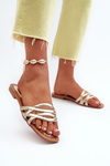 Women's Eco Leather Flat Heel Sandals Gold Moldela