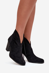 Women's block heel ankle boots made of eco suede black Elvirae