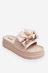 Slippers With A Bow And A Teddy Bear Beige Suzy