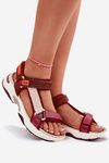 Women's Velcro Sandals D.Franklin DFSH406003 Burgundy