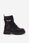 Women's Work Boots With Decorative Strap Insulated Eco Leather Black Selita