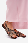 Ladies leather sandals leopard brown Zazoo 40407