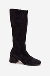 Women's Boots with Decoration on Block Eco Suede Black Ivanna