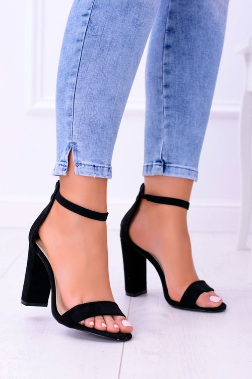 Women's Black Stiletto Sandals Suede Mondela