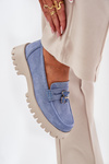 Women Suede Moccasins With Teddy Bear Vinceza 79533 Blue