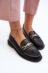 Women's Flat Heel Eco Leather Moccasins Black Vimedia