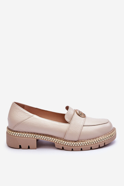 Elegant Leather Loafers Light Beige Laverne