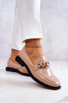 Leather Loafers With Chain Beige Killen 