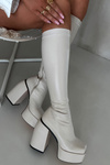 Women's Ankle Boots On A Heel And Platform Light Beige Yavira