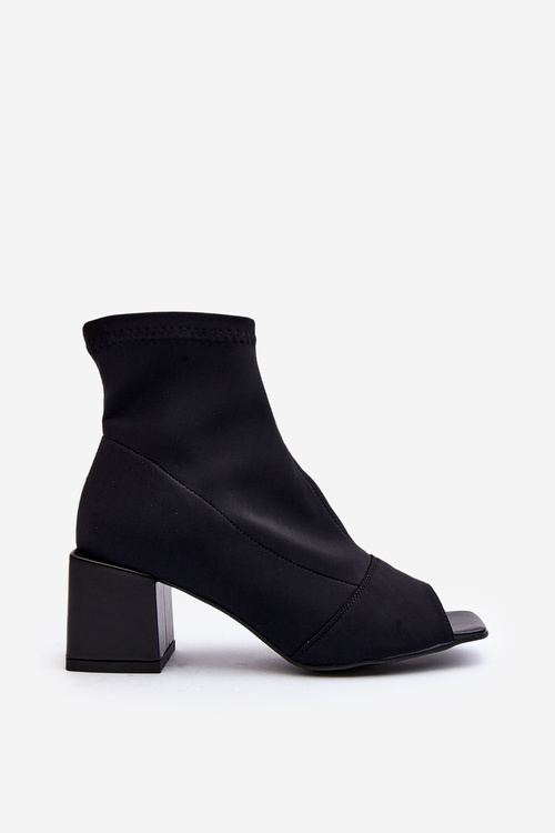 Botki Na Obcasie Odkryte Noski Czarne Zazoo 2876